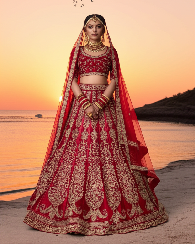 Multi Color Net Lehenga Set